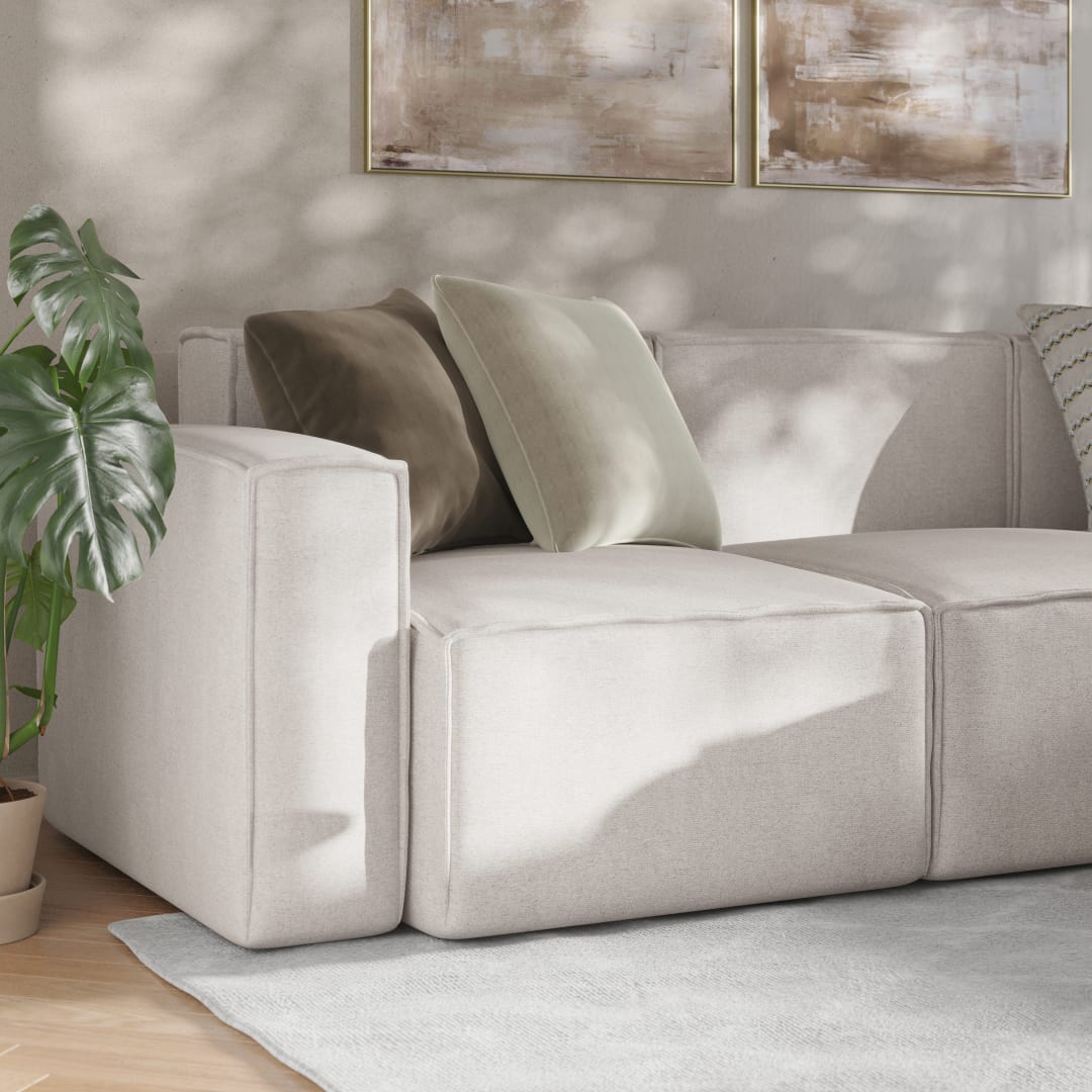 Bridgetown Luxury Modular Sectional Sofa Left Side with Arm Rest, Cream