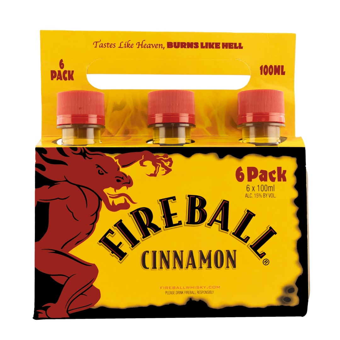Fireball Cinnamon Malt Beverage 6 Pack Carrier 100ml 30 Proof