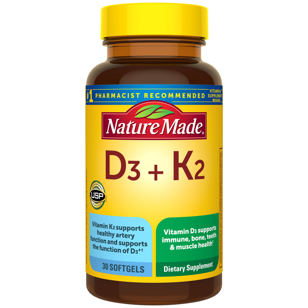 Nature Made Vitamin D3 K2 Softgels, Vitamin D 5000 IU per Serving, 30 Count