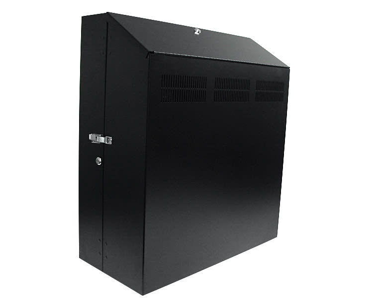 6U 19in Secure Horizontal Wall Mountable Server Rack - 2 Fans Included