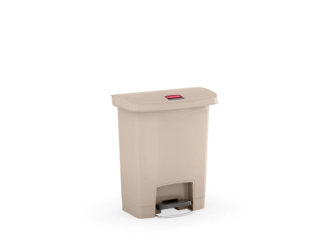 Rubbermaid Commercial Products STREAMLINE 8 Gallon Step-On Resin Front Step Trash Can, Beige