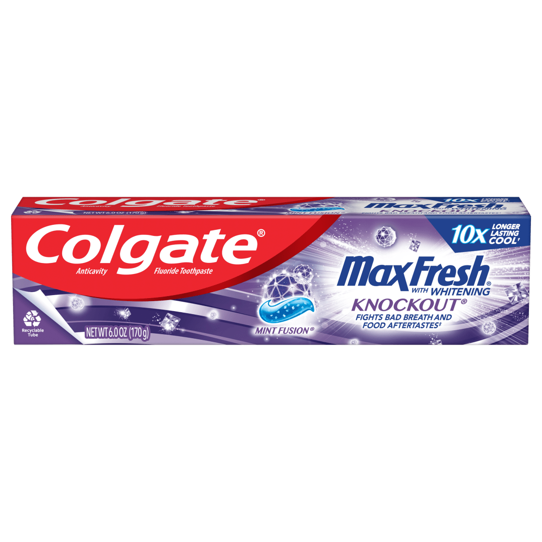 Colgate Max Fresh Knockout Toothpaste with Mini Breath Strips, Electric Mint - 6 Ounce
