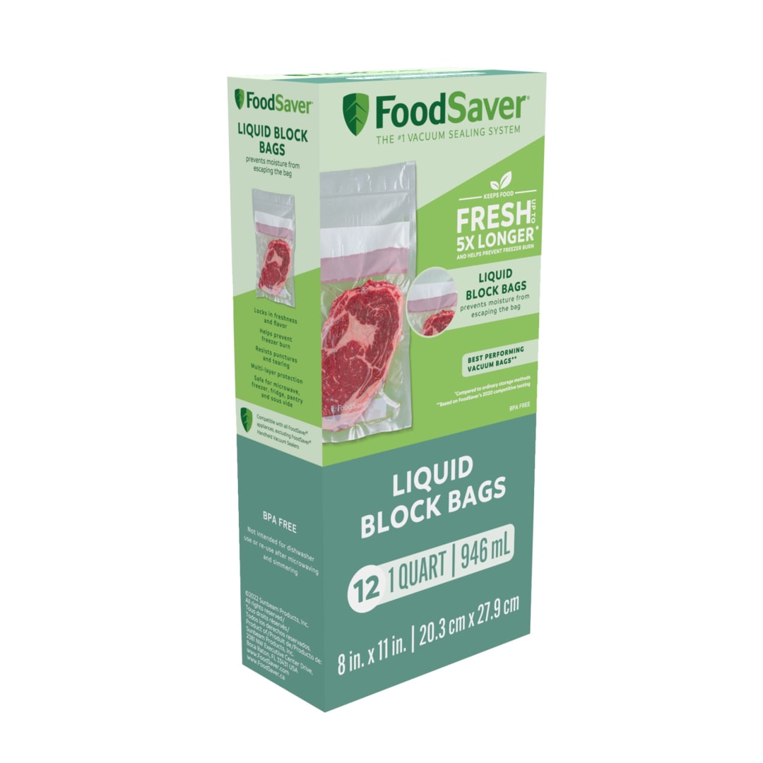 FoodSaver® Liquid Block Vacuum Sealer Bags, 1 Qt., 12 Count