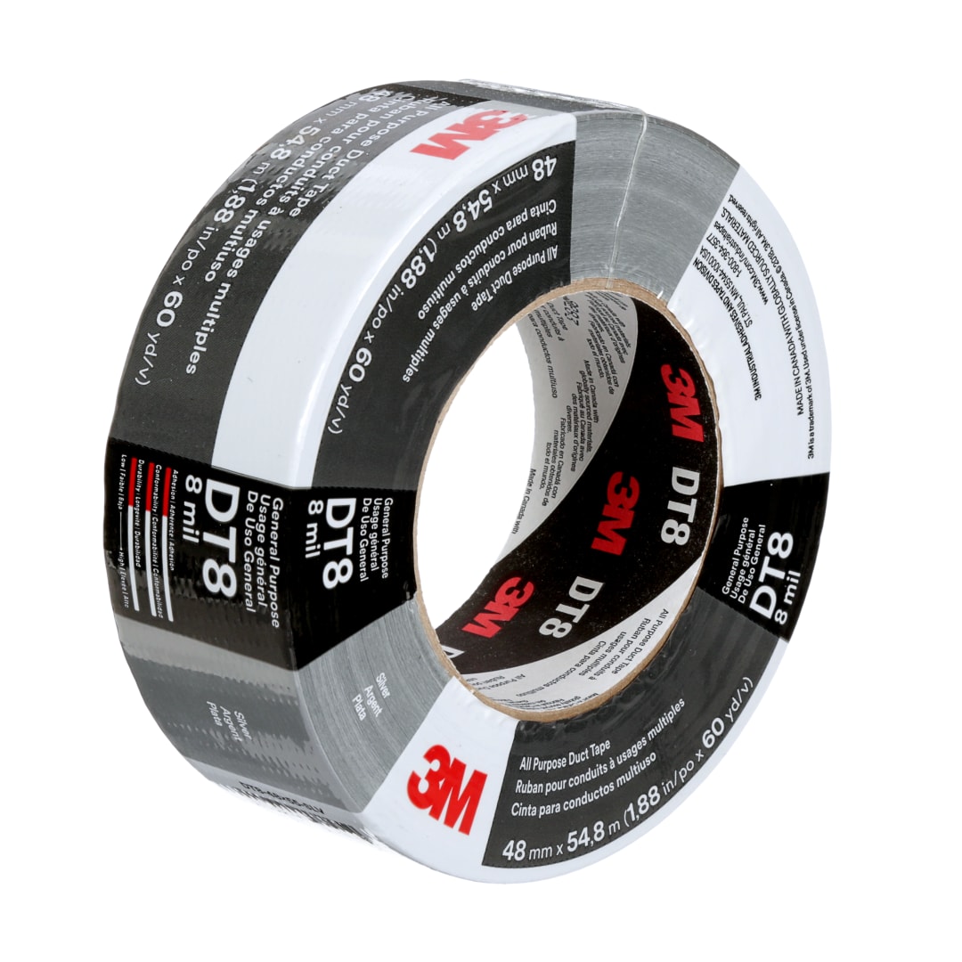 3M™ páska pre všeobecné použitie Duct Tape DT8, strieborná, 48 mm x 54.8 m, hrúbka 0,2 mm, 24 rolí v kartóne, individuálne balená