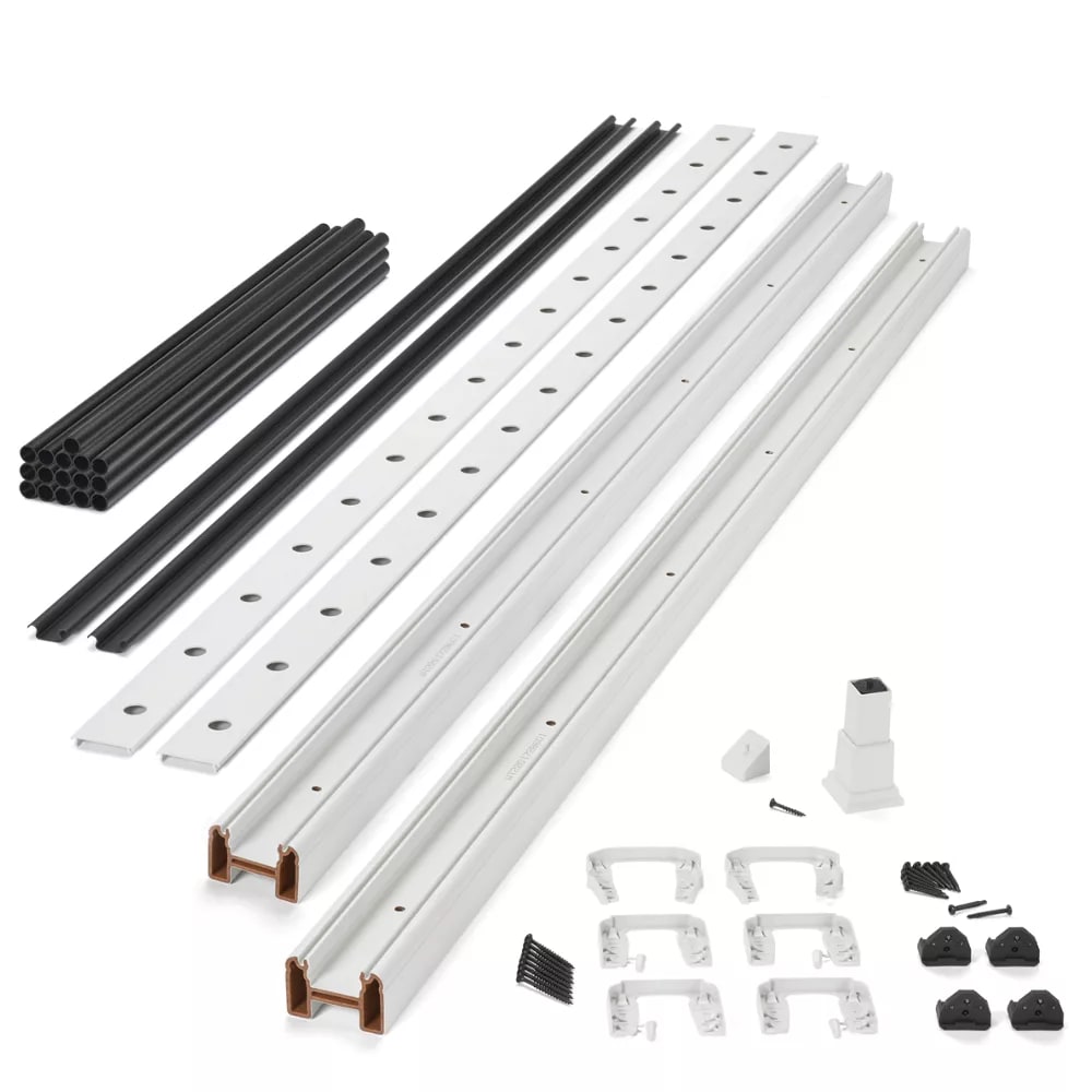 6-ft x 36-in Transcend Cocktail Horizontal Rail Kit with Round Aluminum Balusters - Classic White Full Span