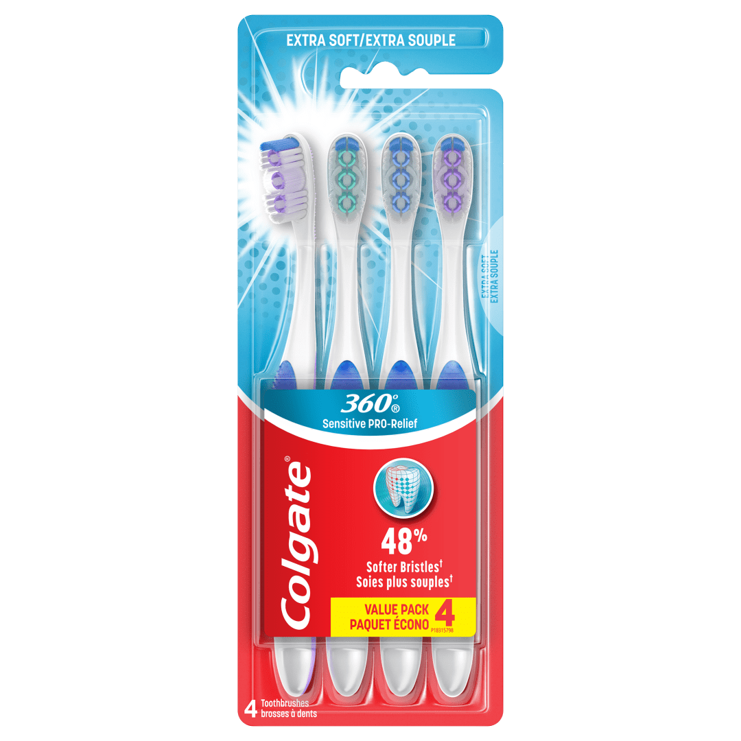 Brosse à dents extra souple Colgate 360 Sensitive Pro-Relief - paquet de 4