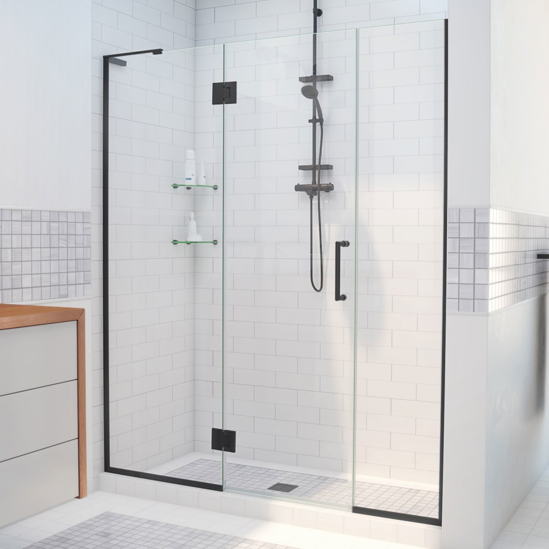 DreamLine Unidoor-X 49 1/2 - 50 inch W x 72 inch H Frameless Hinged Shower Door in Matte Black