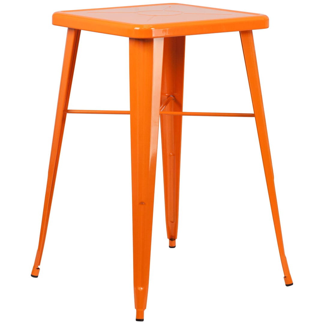 Aaron Commercial Grade 23.75" Square Orange Metal Indoor-Outdoor Bar Height Table