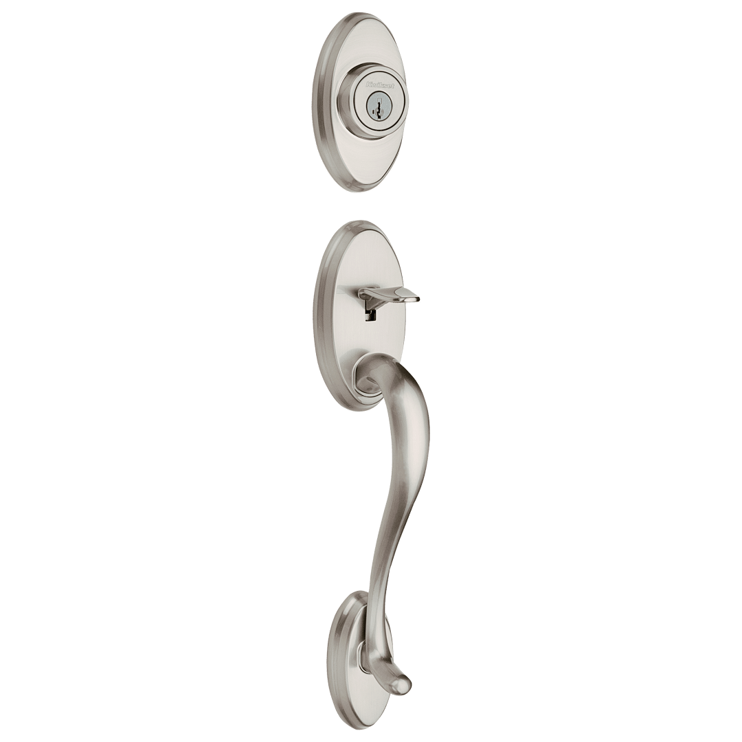 Shelburne Double Cylinder Exterior Only Handleset featuring SmartKey Security™ in Satin Nickel