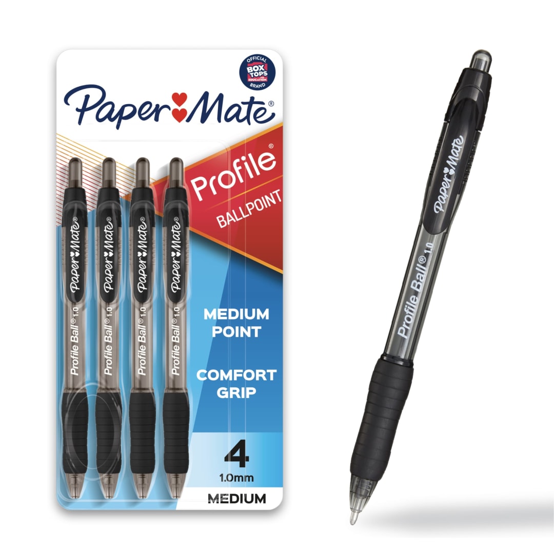Paper Mate® Ballpoint Pen, Profile Retractable Pen, Medium Point (1.0 mm), Assorted, 4 Count