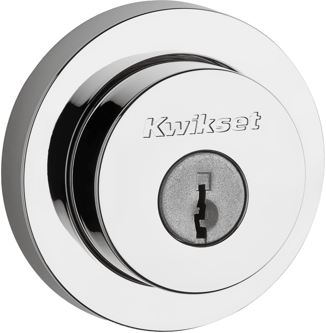 158 Round Deadbolt, Keyed One Side, in Polished Chrome