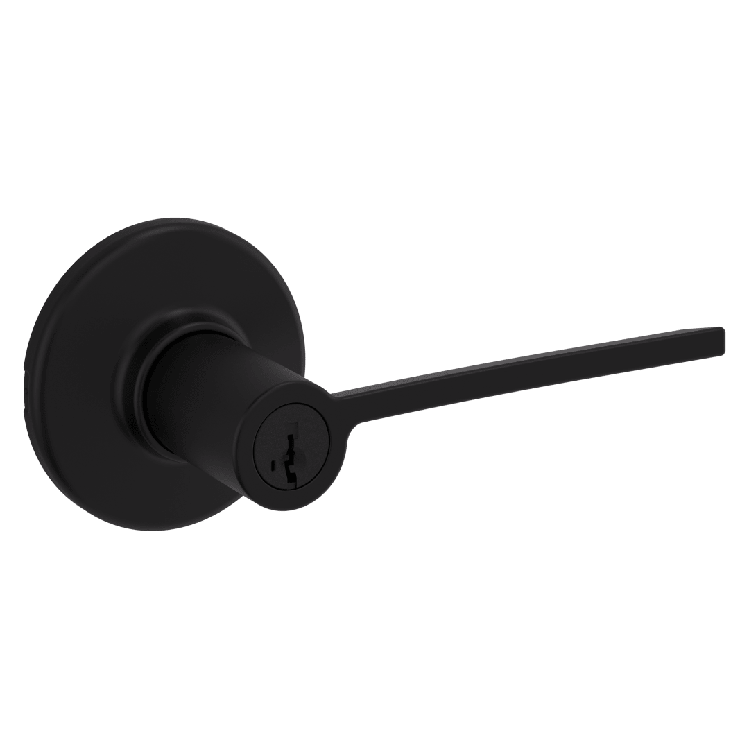 Ladera Keyed Entry Lever in Matte Black featuring SmartKey Security™