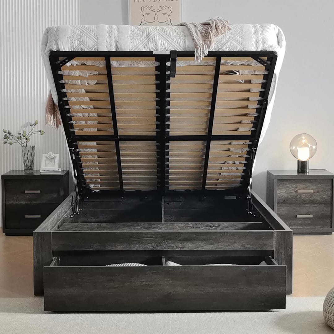 Bellevue Bed Frame Gas Lift Charcoal King