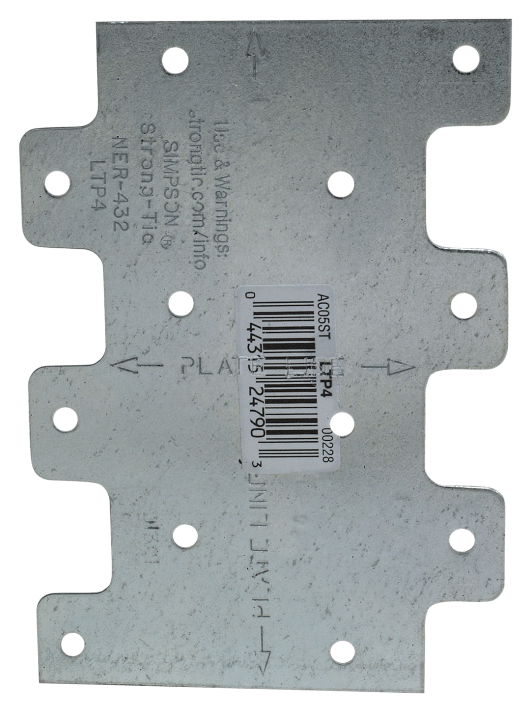 Simpson Strong-Tie LTP4 LTP 3 in. x 4-1/4 in. Galvanized Lateral Tie Plate (Pack of 19200)