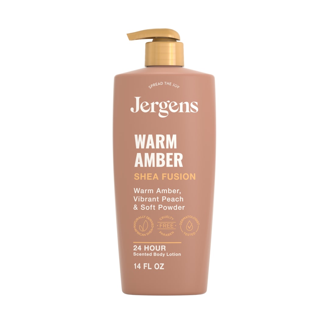 Jergens Shea Fusion Body Lotion, Warm Amber Scented, Dry Skin, 14 fl oz