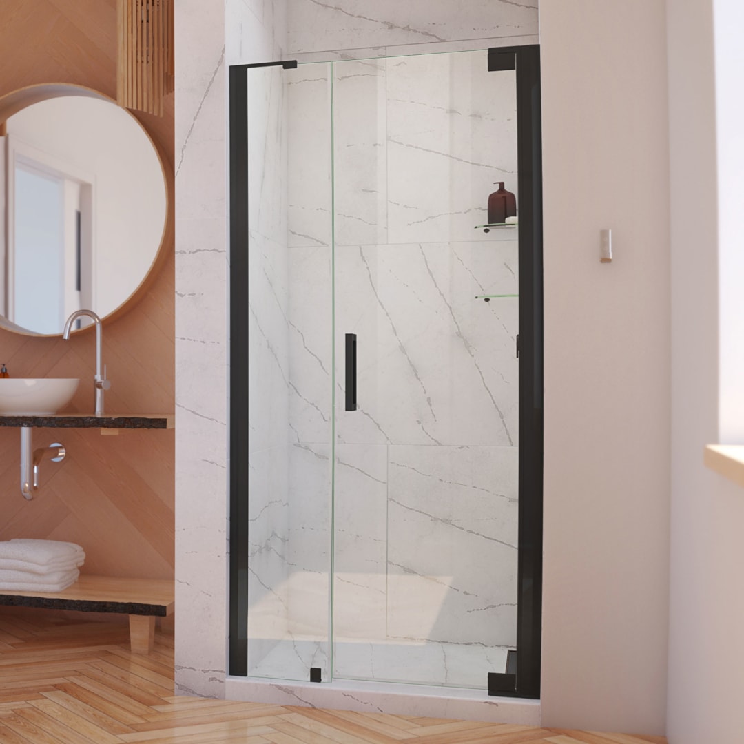 DreamLine Elegance-LS 38 3/4 - 40 3/4 inch W x 72 inch H Frameless Pivot Shower Door in Matte Black