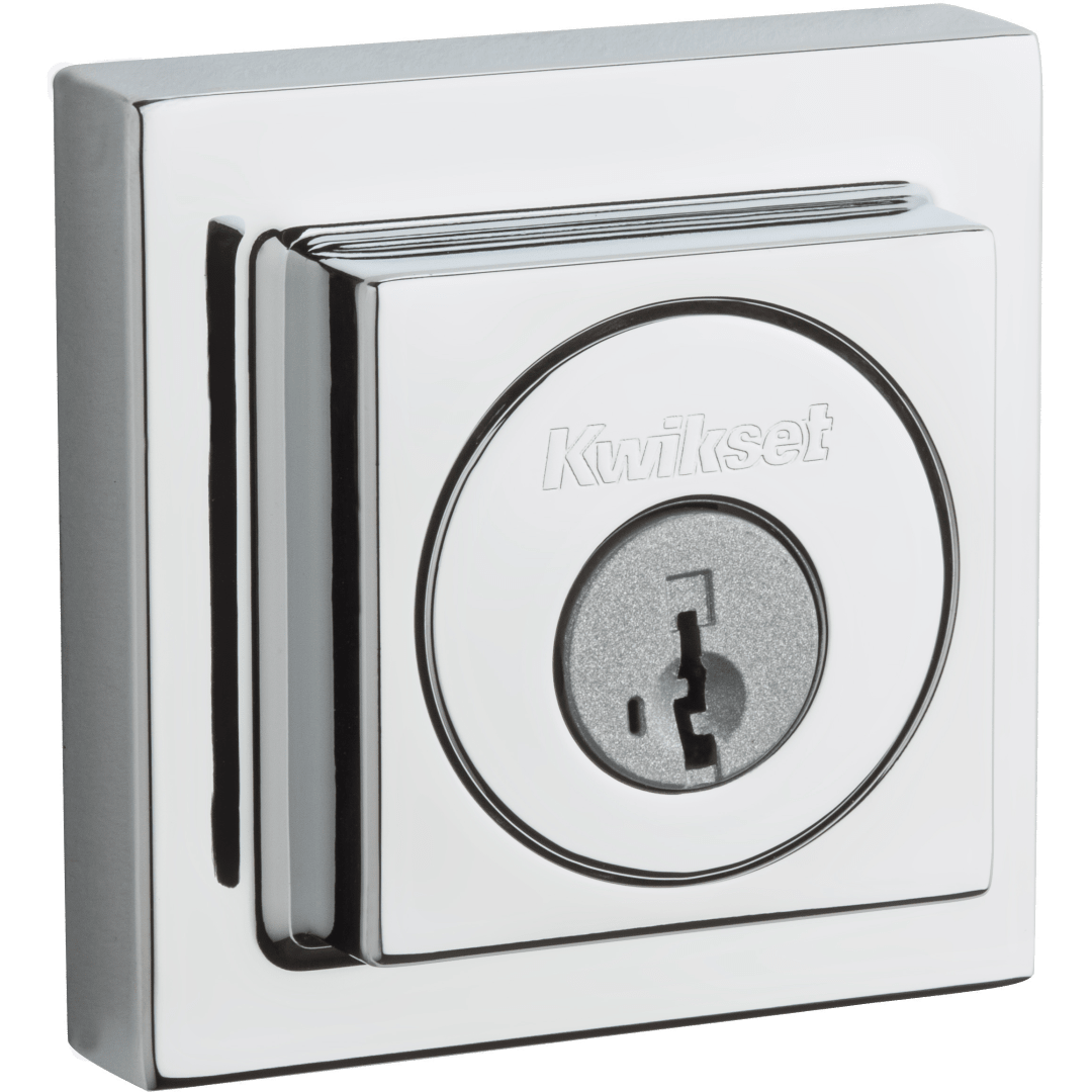 993 Contemporary Square Deadbolt, Keyed One Side, featuring SmartKey Security™ in Polished Chrome