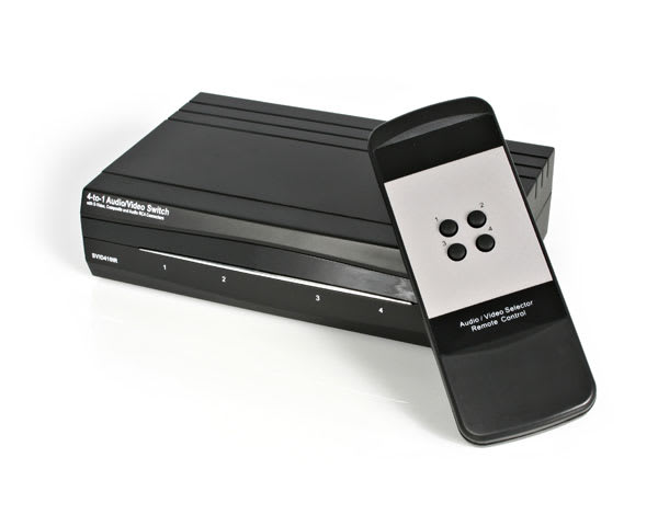 4 to 1 S-Video/Composite A/V Switcher with Remote