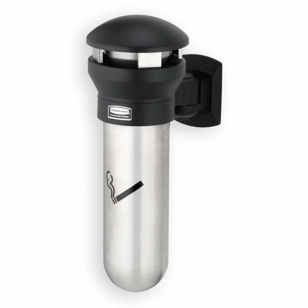 Infinity™ Wall-Mount Smoking Receptacle, Stainless Steel with Black Top