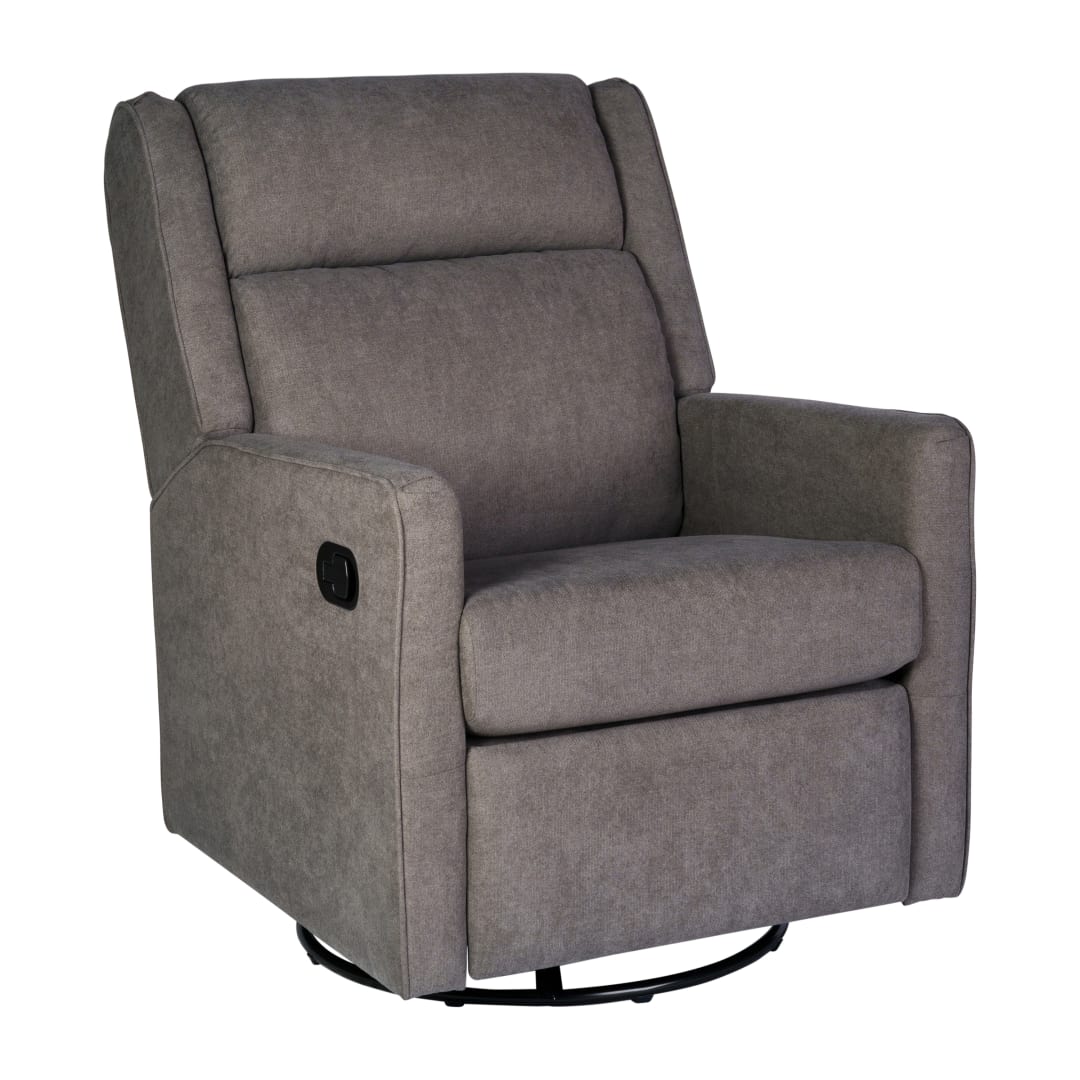 Cash Swivel Glider Rocker Recliner Chair, Manual 360 Degree Swivel Recliner Perfect for Living Room, Bedroom, or Nursery in Dark Gray Upholstery
