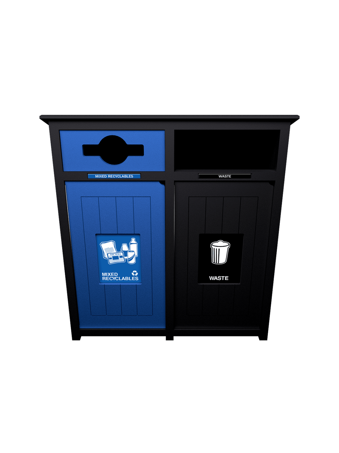  AURA - Double - Unit - Mixed Recyclables-Waste - Mixed-Full - Black-Blue