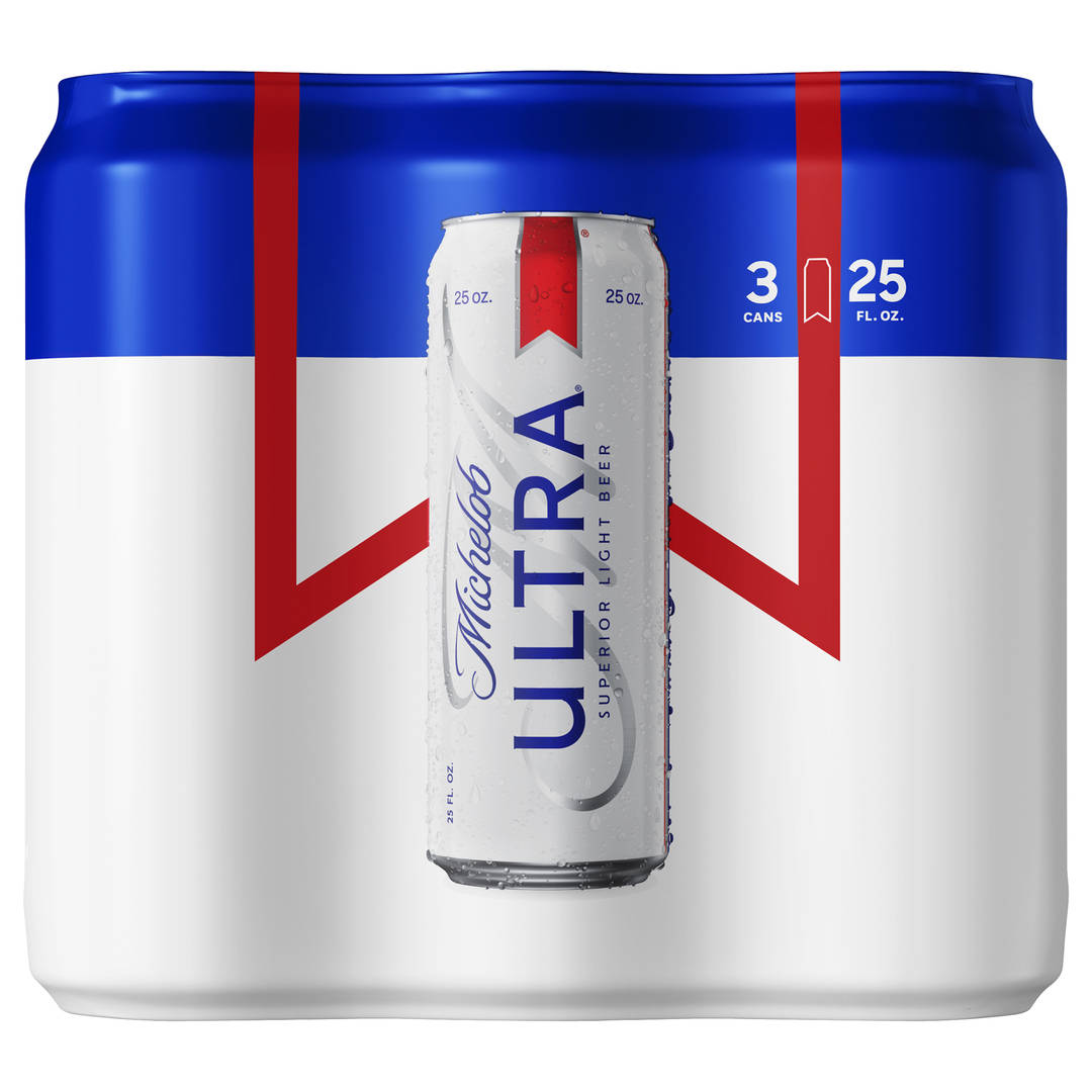 Michelob ULTRA Superior Light American Lager Beer 3 Pack, 25 fl oz Cans