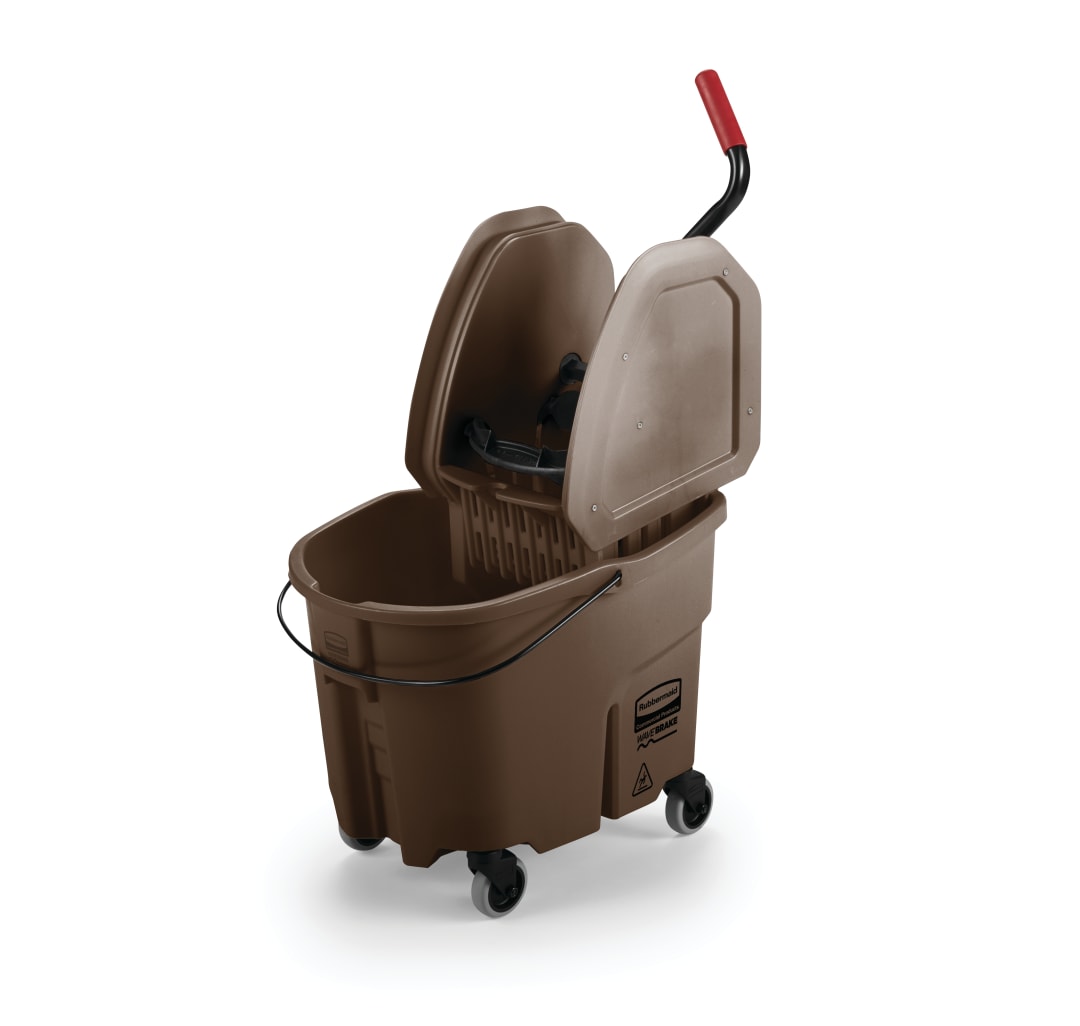 Rubbermaid Commercial Products WaveBrake® 35-Quart Down Press Bucket and Wringer, Brown
