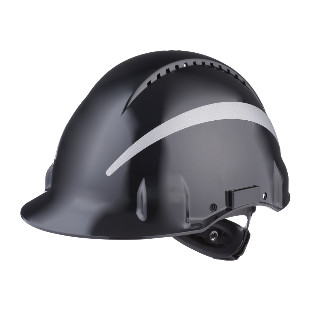 3M™ Ochranná prilba, Uvicator, s kolieskom, odvetraná, reflexná, s plastovým potítkom, čierna, G3000NUV-R-SV