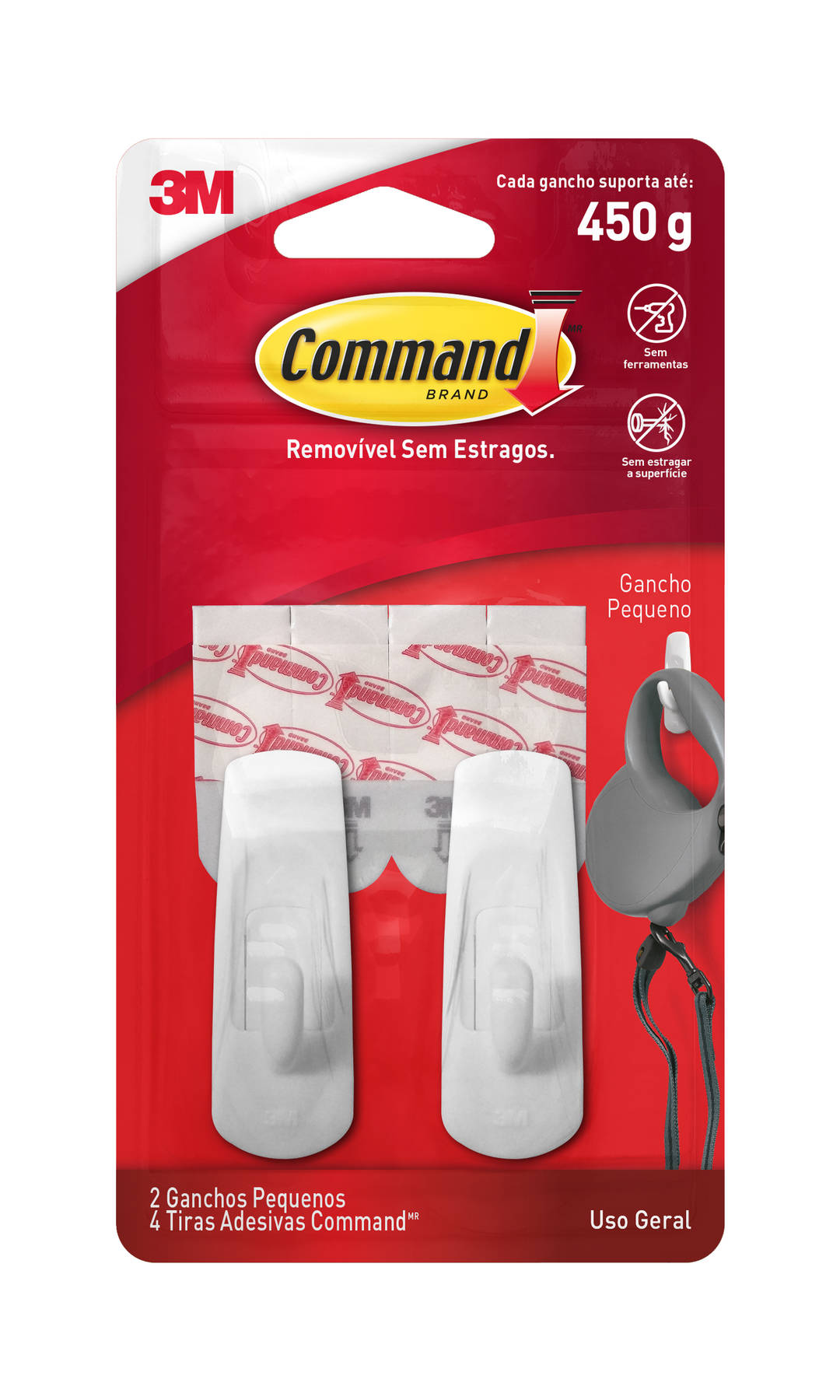 Gancho Adesivo 3M™ Command™, Branco, Pequeno, 2 Unidades