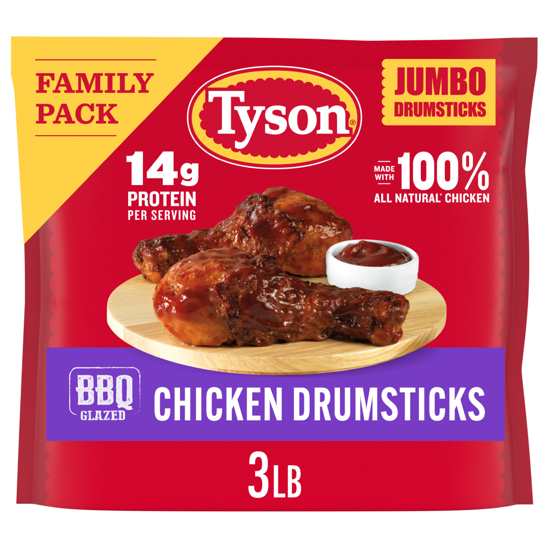 Tyson® Jumbo Chicken Drumsticks BBQ Glazed Fully Cooked Family Pack - 48 oz