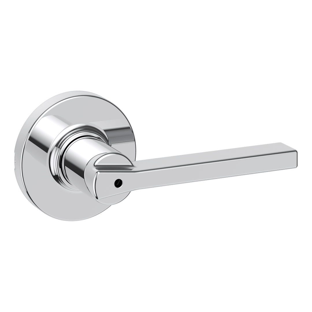 Casey Bed/Bath Door Lever in Polished Chrome with Round Rosette