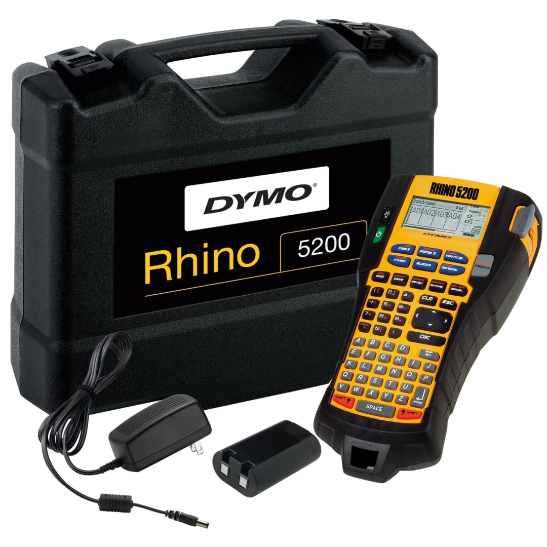 DYMO® Rhino 5200 Industrial Label Maker | Labelling Machine Kit Case | Time-Saving Hot Keys, Prints Fast, Durable Label Maker For Job Sites and Heavy-Duty Labelling Jobs | UK Plug