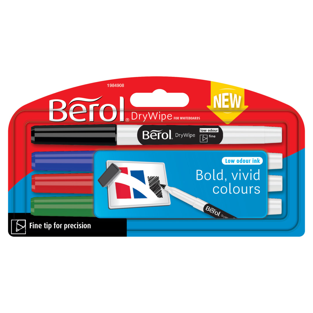 BEROL DRYWIPE PEN FINE STD BL4