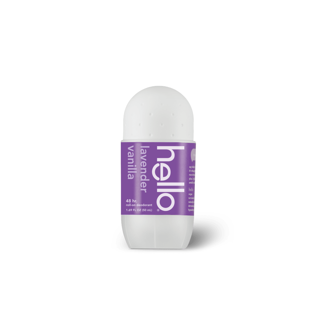 hello Lavender Vanilla Roll On Deodorant, 48 Hour Odor Protection, No Aluminum + No Baking Soda, Vegan & Parabens Free