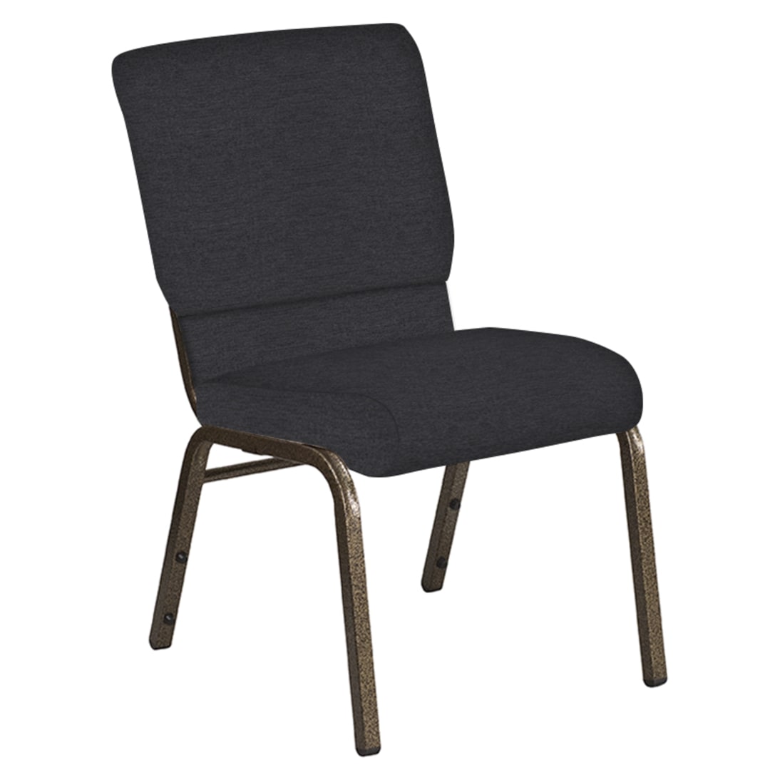 18.5''W Church Chair in Ravine Ebony Fabric - Gold Vein Frame