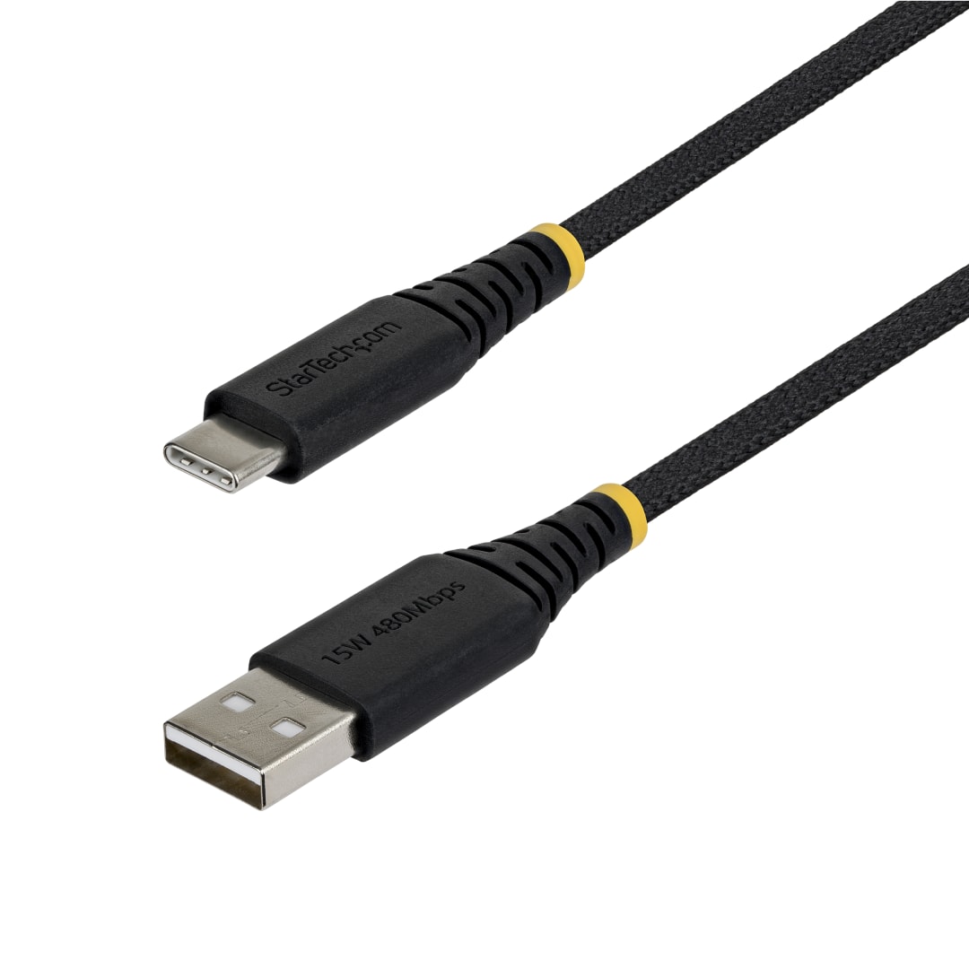 USB A to C Cable - 15W Charge and Sync- Braided - 1m