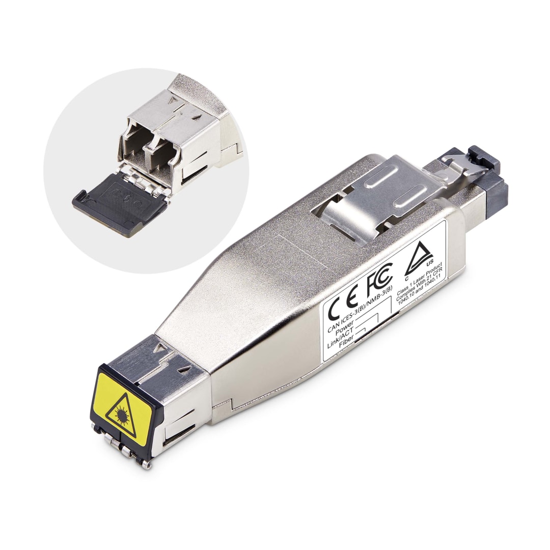 Gigabit Ethernet to LC Fiber Converter Dongle - PoE Powered