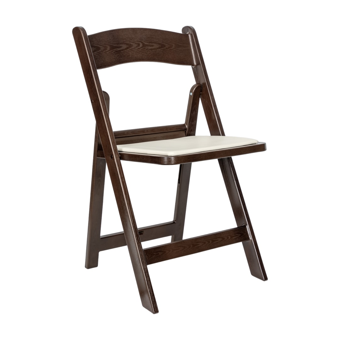 HERCULES Commercial Dark Brown Indoor/Outdoor Lightweight Wood Look Stackable Resin Folding Event Chair