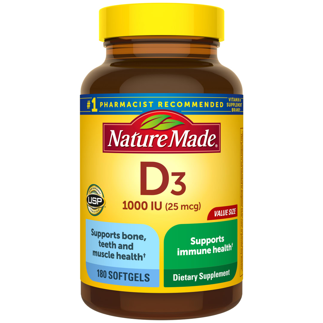 Nature Made Vitamin D3 1000 IU (25 mcg) Softgels, 180 Count
