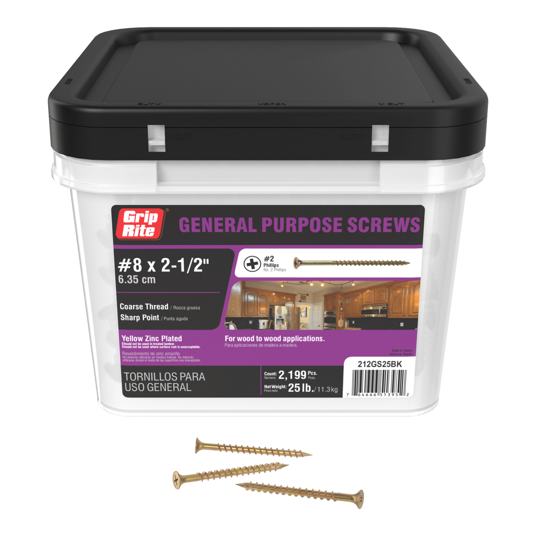 Grip-Rite #8 X 2-1/2" Gold Screw 25Lb Bkt Hand Drive Interior General Construction Screws