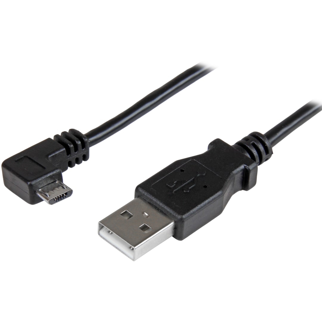 2m Micro USB Cable - A to Right Angle Micro B