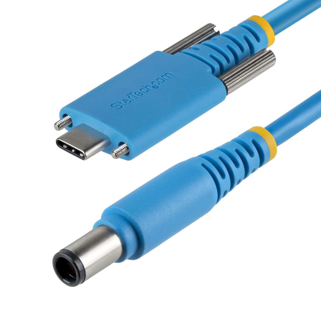 USB-C Side Locking to Barrel CBL, HP7.4mm, 20V2A, BL, .75m