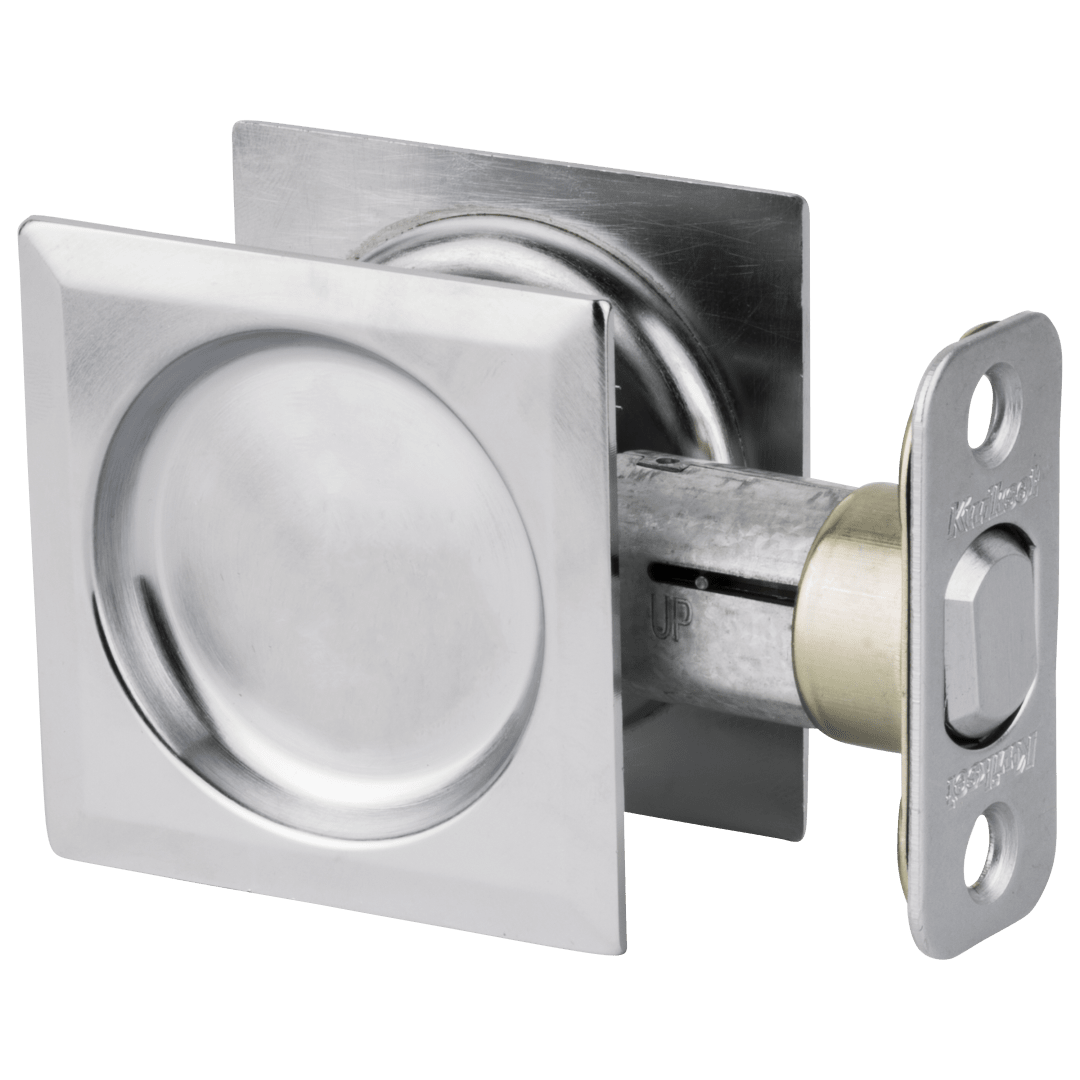 334 Square Hall/Closet Pocket Door Lock in Satin Chrome