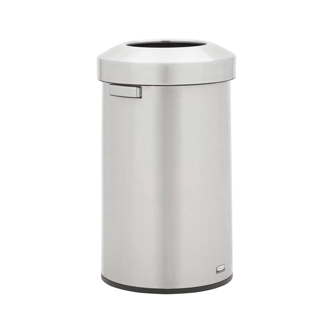 Rubbermaid Commercial Products Refine 23 Gal Round Trash Can, Stainless Steel