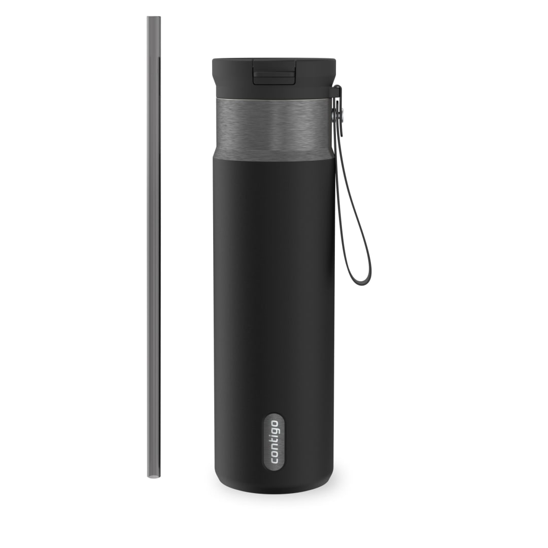 Contigo SnapSeal™ 24 oz Leakproof Stainless Steel Water Bottle with Carrying Strap and Reusable Straw