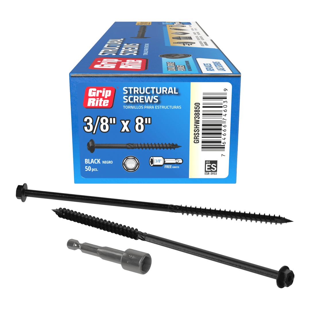 Grip-Rite 3/8 X 8" Gr Structural Scw Hw 50Pc Hand Drive Structural Screws