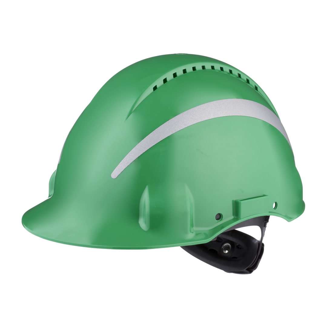 3M™ Sert Başlık, Uvicator, Mandallı, Havalandırmalı, Reflektif, Plastik Ter Bantlı, Yeşil, G3000NUV-R-GP