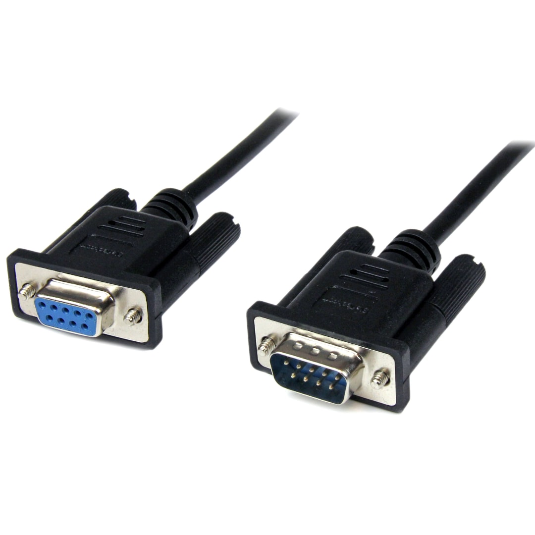 2 m Black DB9 RS232 Serial Null Modem Cable F M