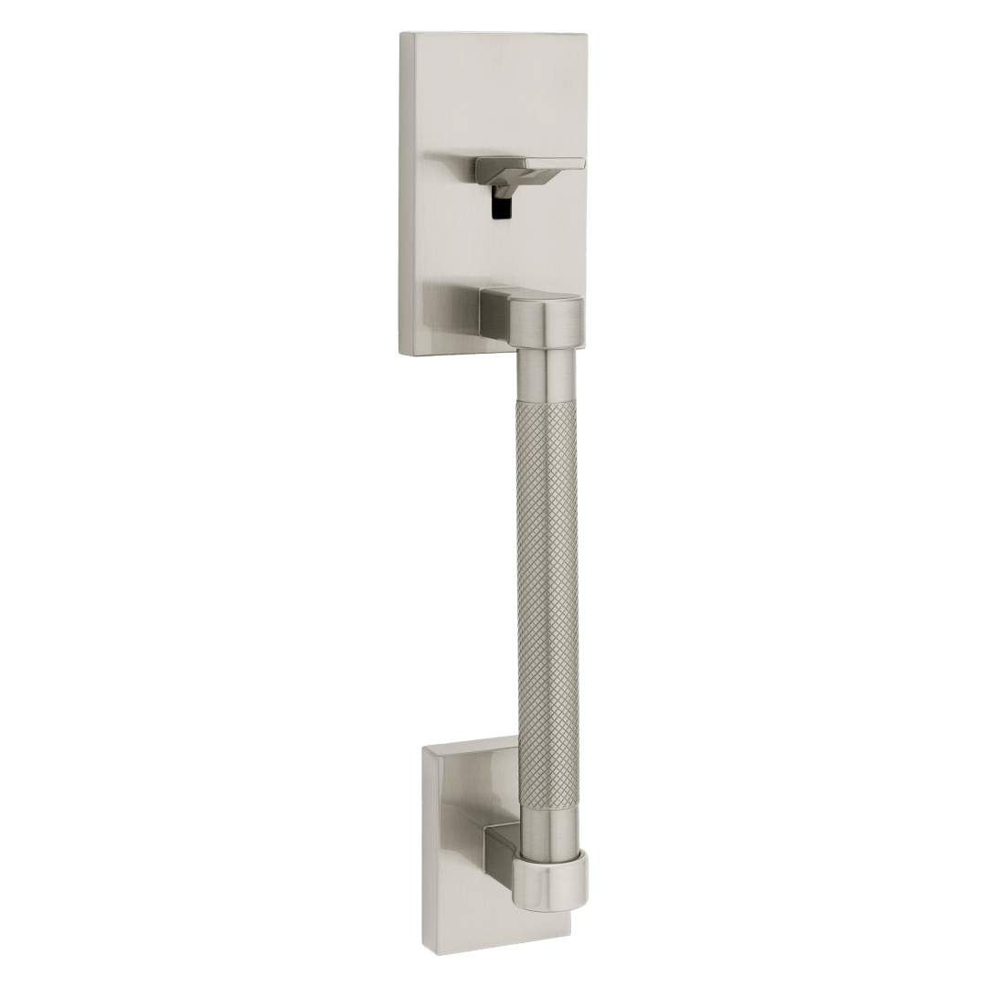 Prava Unkeyed Handleset Exterior Grip Only, No Deadbolt or Interior in Satin Nickel