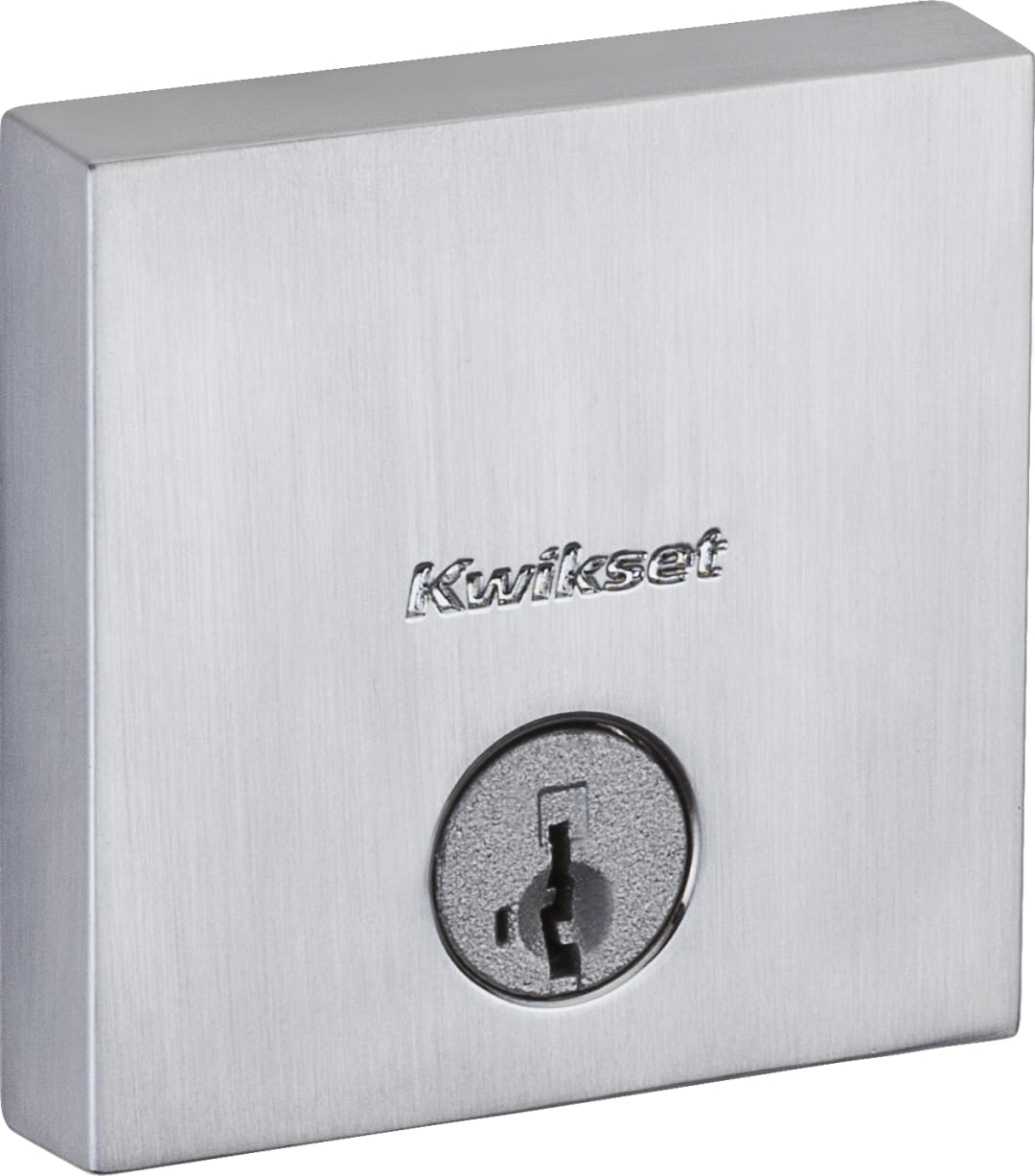 Downtown Single Cylinder Deadbolt in Satin Chrome featuring SmartKey Security